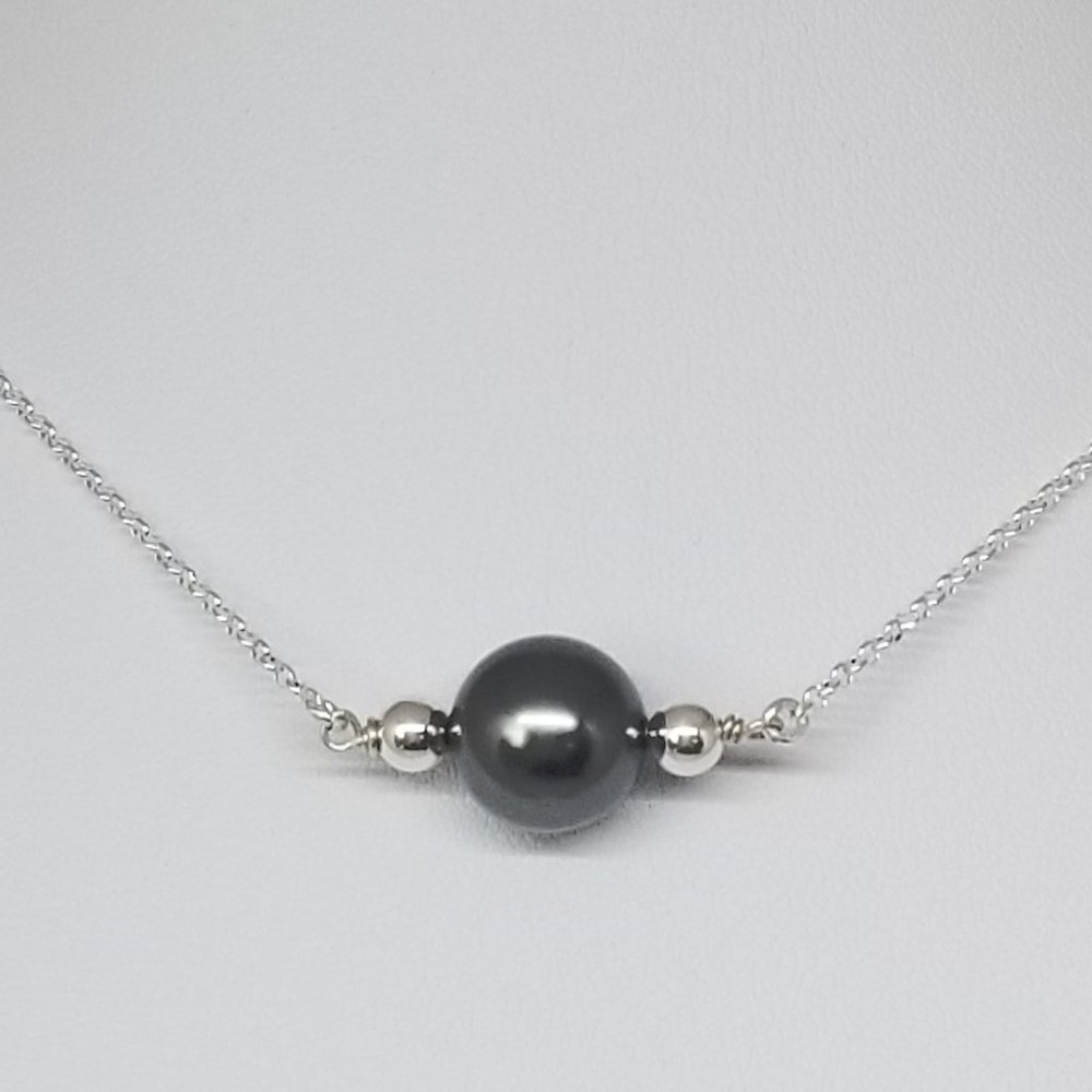 Sterling Silver Choker Grey Swarovski Pearl